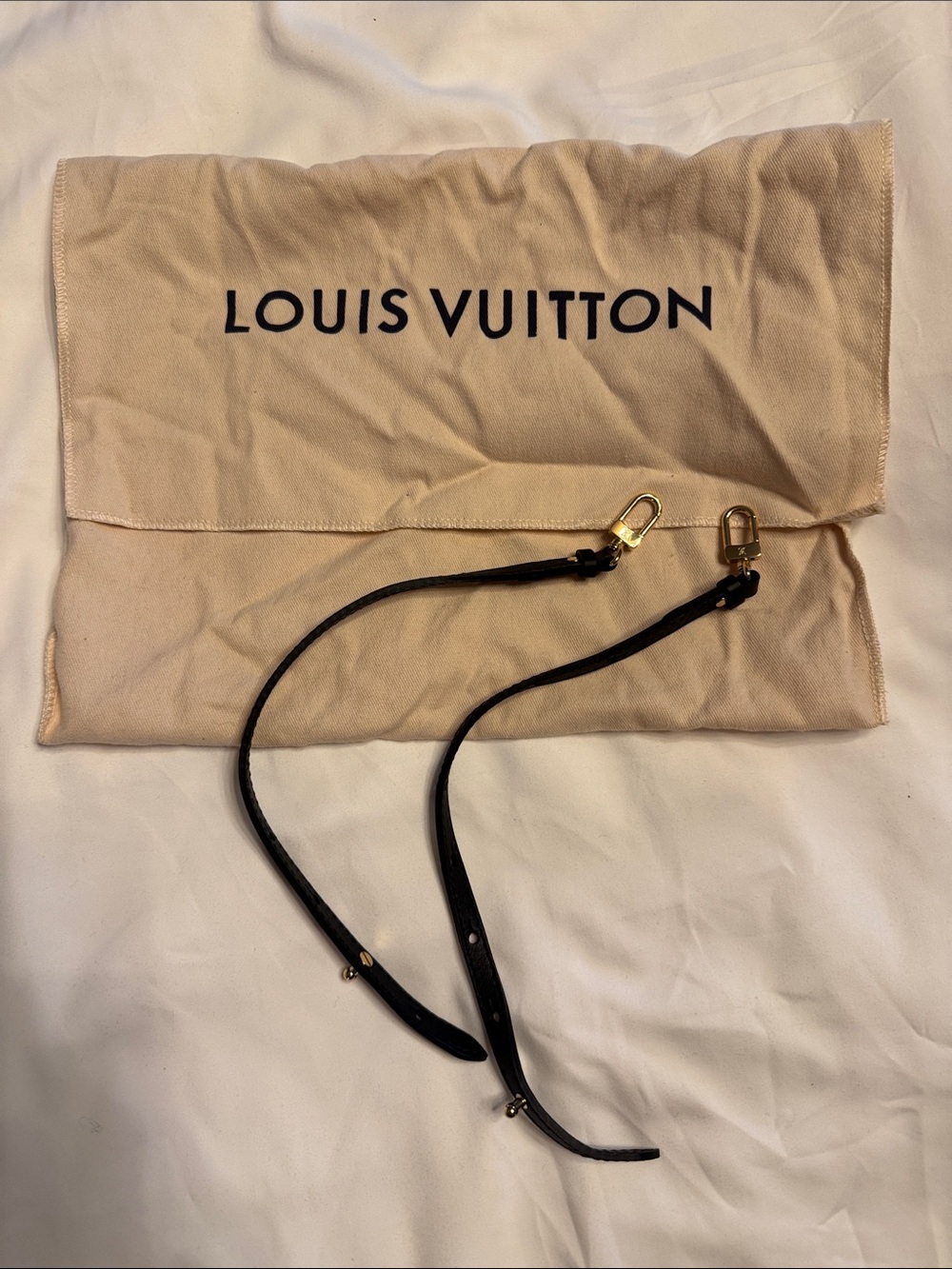 Louis Vuitton 2 Small Black Leather Straps with Gold Hardware and Dust Bag